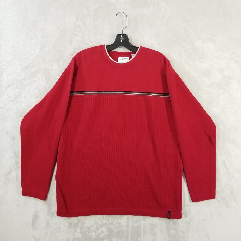 Vtg Point Zero Sweater Men XL Red 100% Cotton‎ Knit Streetwear 90's Skater EUC